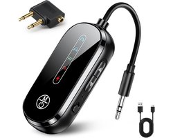 Bluetooth Receiver - 2 in 1 Bluetooth Transmitter en Receiver - BT 5.4 - Bluetooth Auto via AUX - voor Hoofdtelefoon, 3,5mm Bluetooth Aux Adapter - Plug and Play - Draadloze Audio-adapter voor Vliegtuig TV Speaker