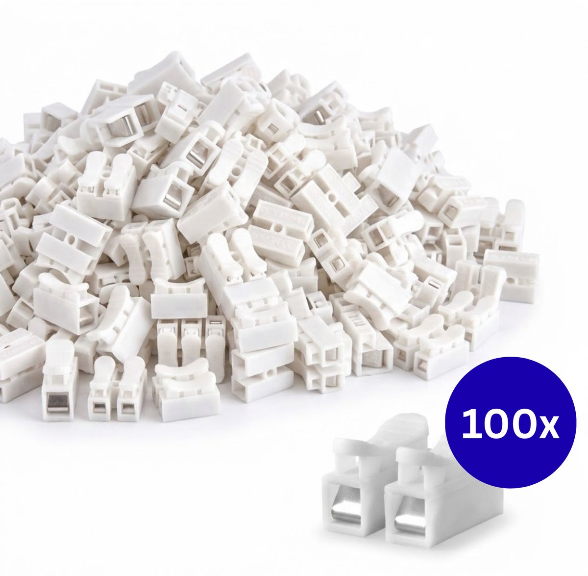 100x Lasklem 2–polig – Snelconnector met Hendel – Kroonsteentjes Vervanger