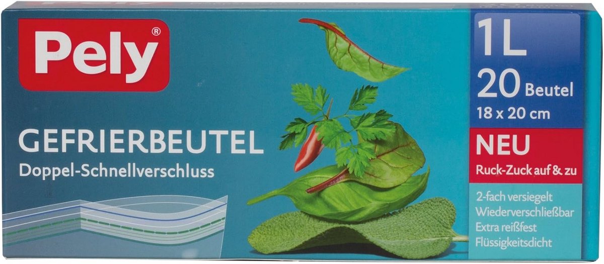 Vrieszakken met Dubbele Sluiting, 1 Liter, 20 Stuks