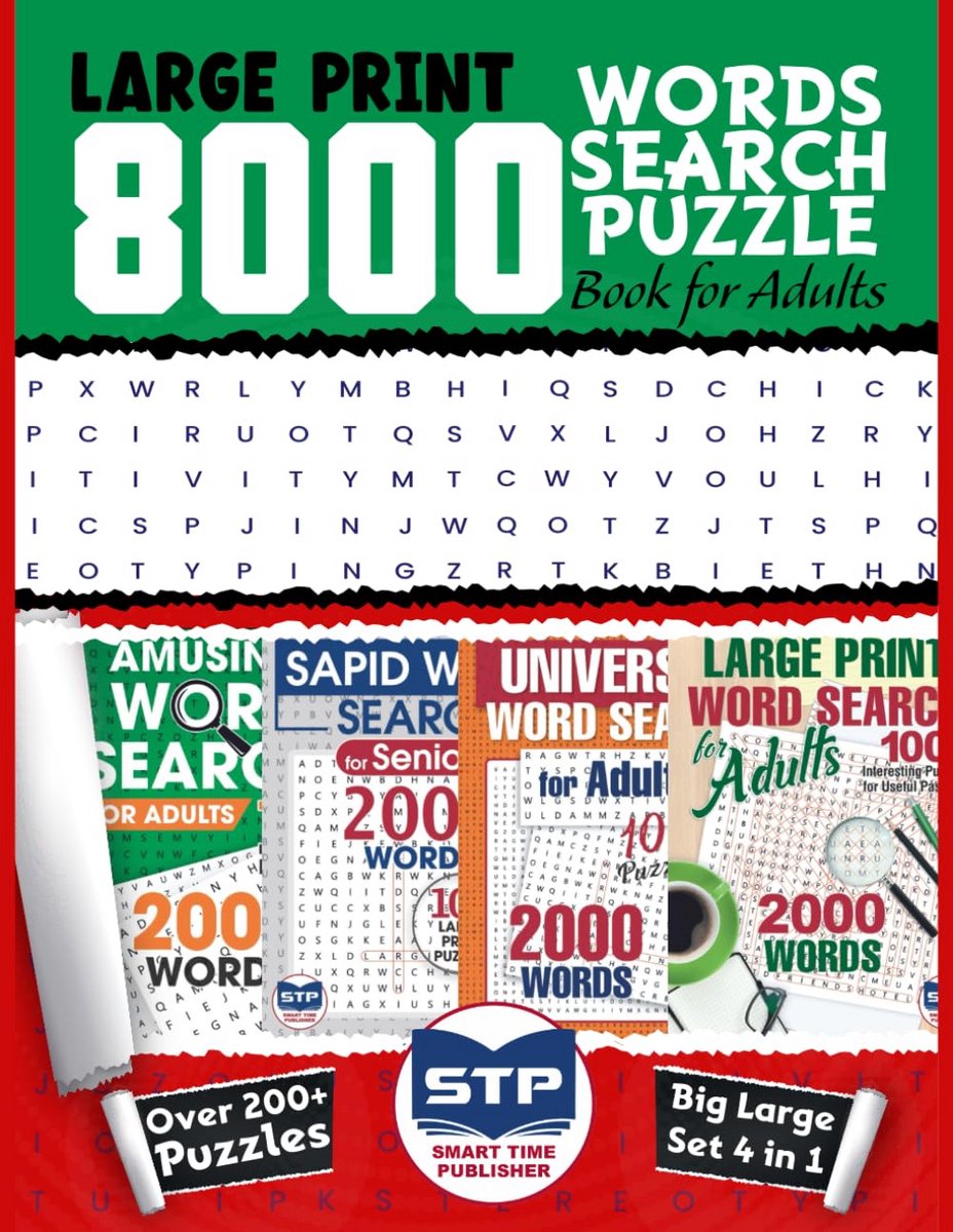 Woordzoekpuzzels Groot Formaat voor Volwassenen: Meer dan 200 Puzzels met 8000 Woorden