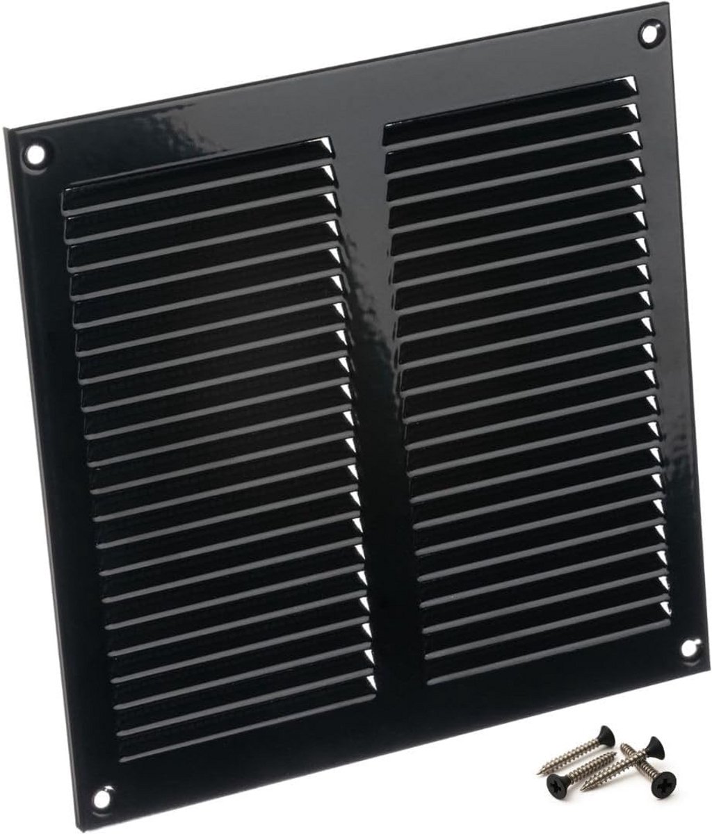 Ventilatierooster Zwart 200x200 mm Metaal met Insectenhor voor Binnen en Buiten