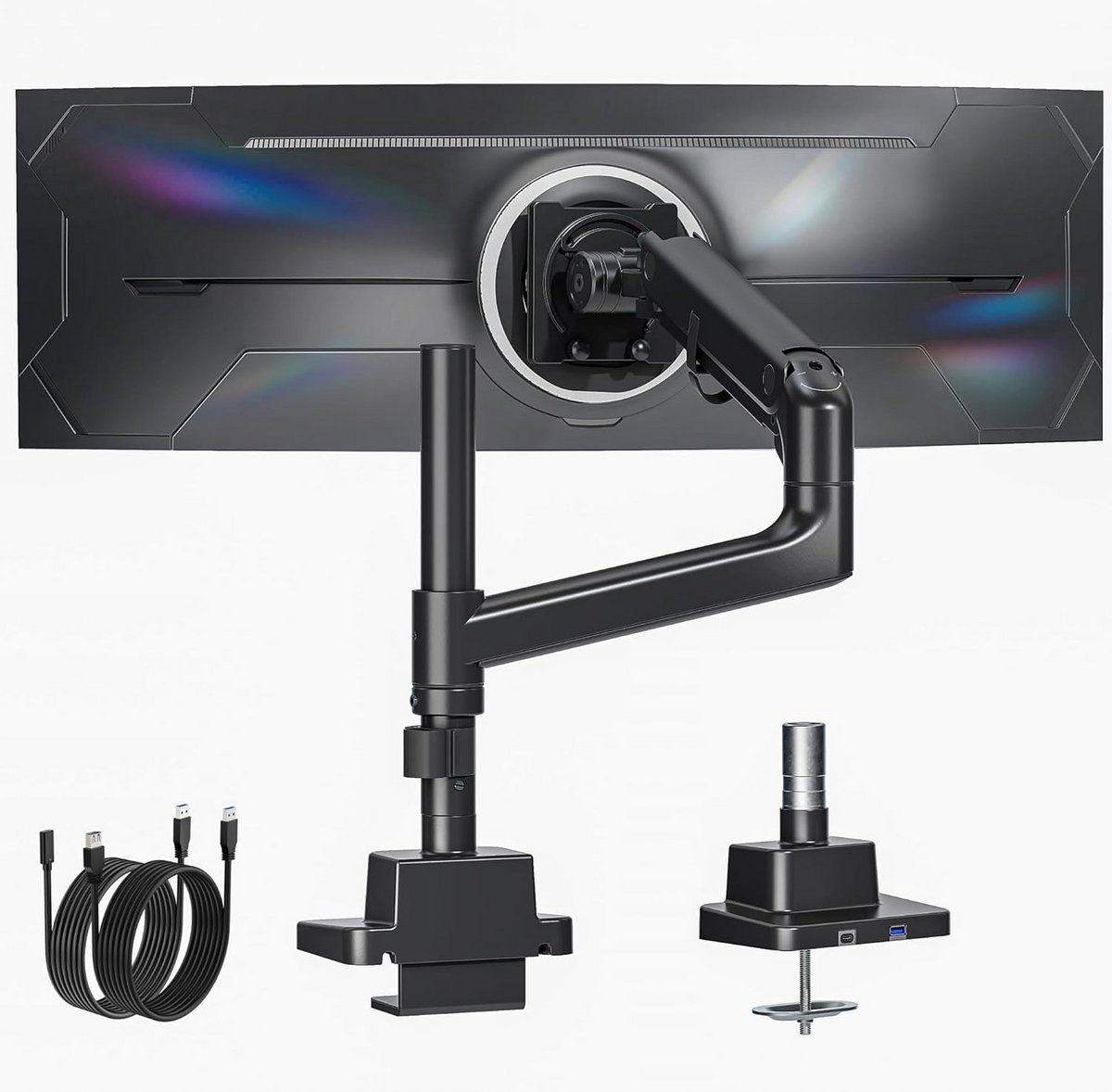 Zware Enkele Monitorarm voor Grote Schermen tot 57 inch en 27 KG, Gasveer Verstelbare Monitorstandaard