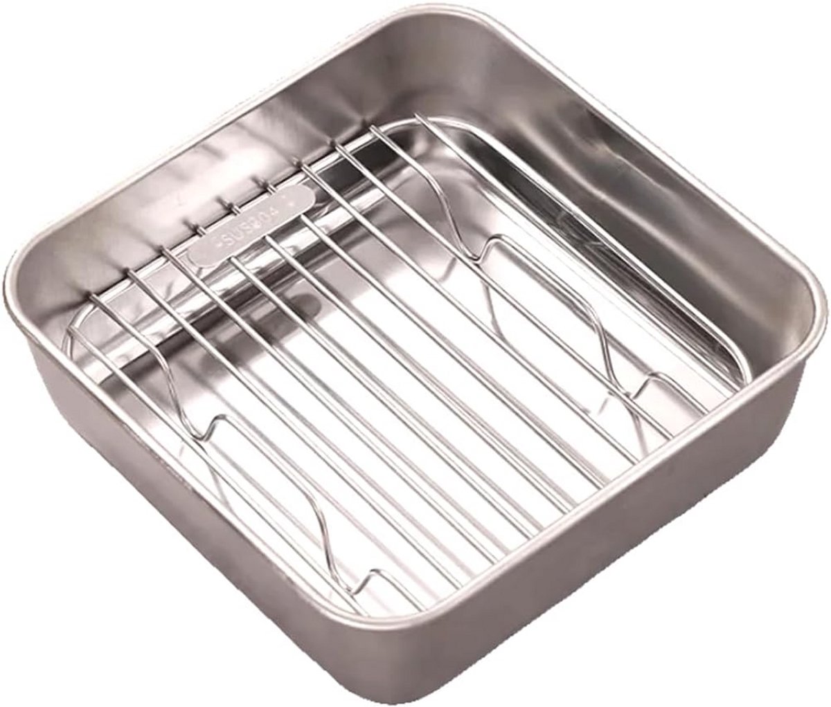 Roestvrijstalen bakvorm met grillrooster voor Airfryer en oven