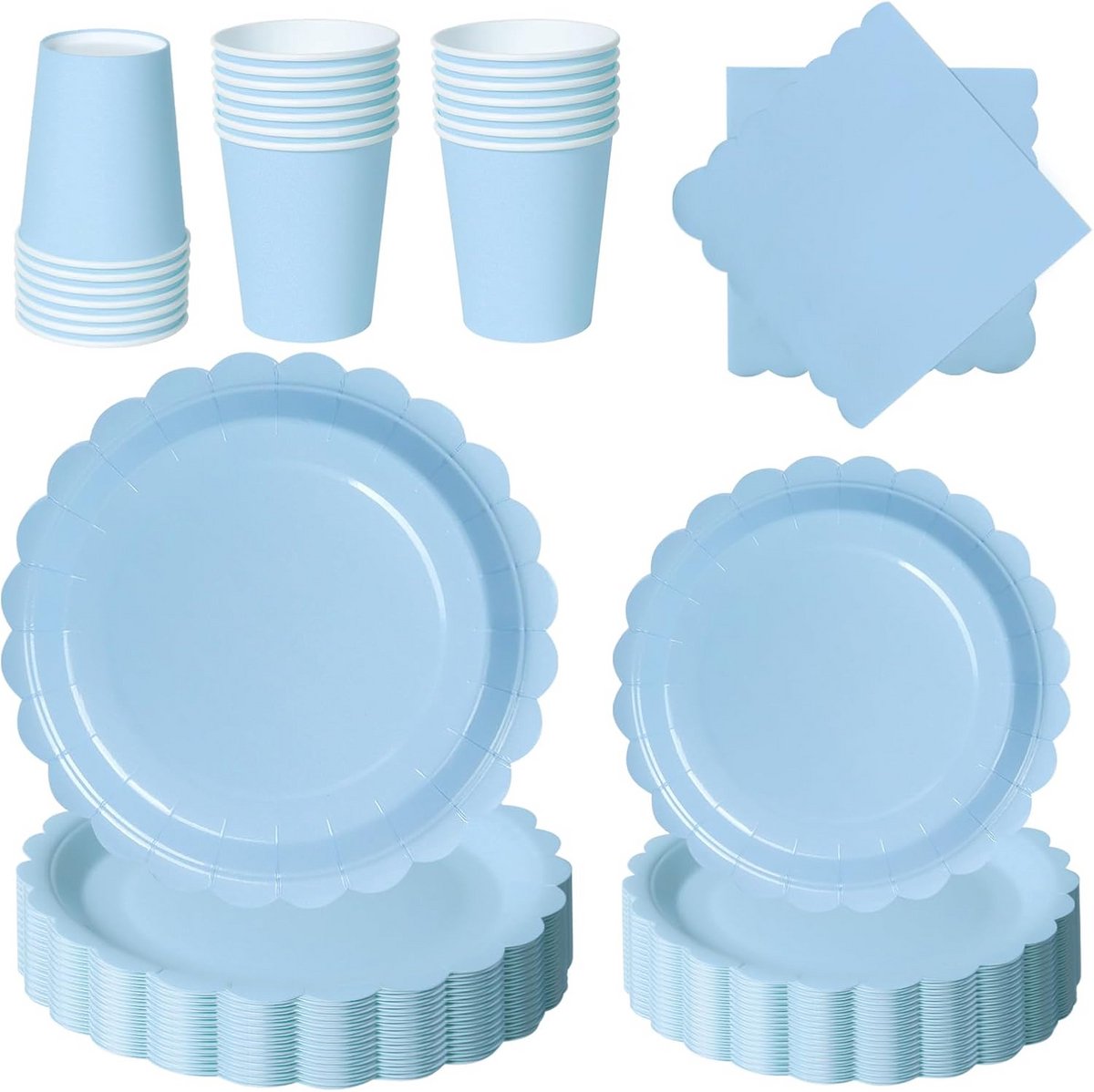 Feestservies Set Blauw Bloemmotief 96 Delig Voor 24 Personen