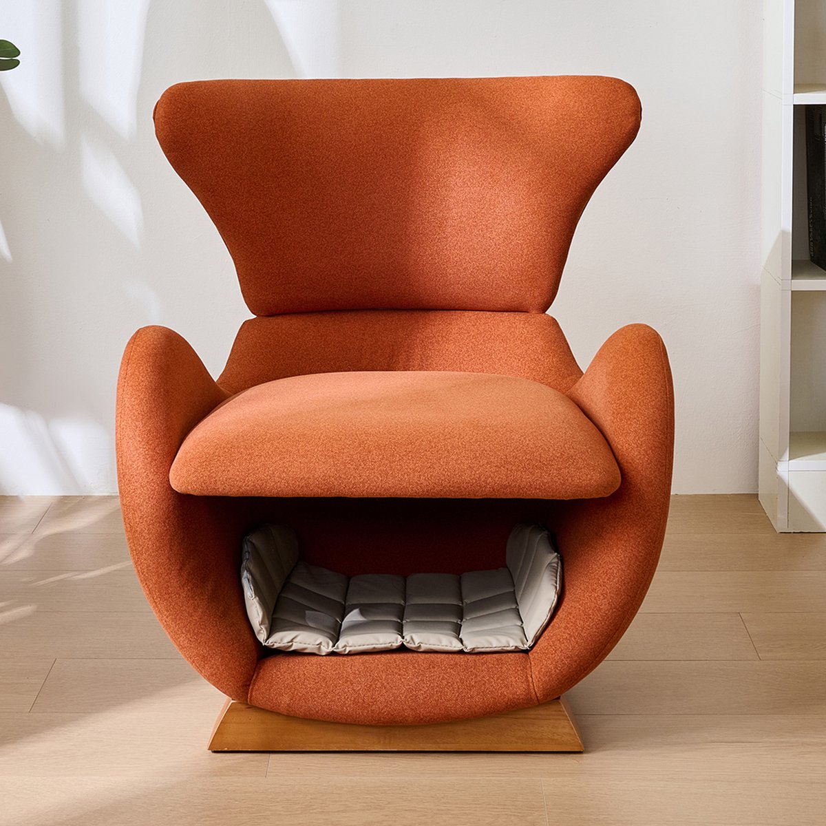 Zubaliya 1x Design Fauteuil Met Verborgen Kattenhol - Diervriendelijke Leesstoel Voor Katten En Kleine Honden - Krabbestendige Stof - Walvis Haai Design - 66x69x76 Cm