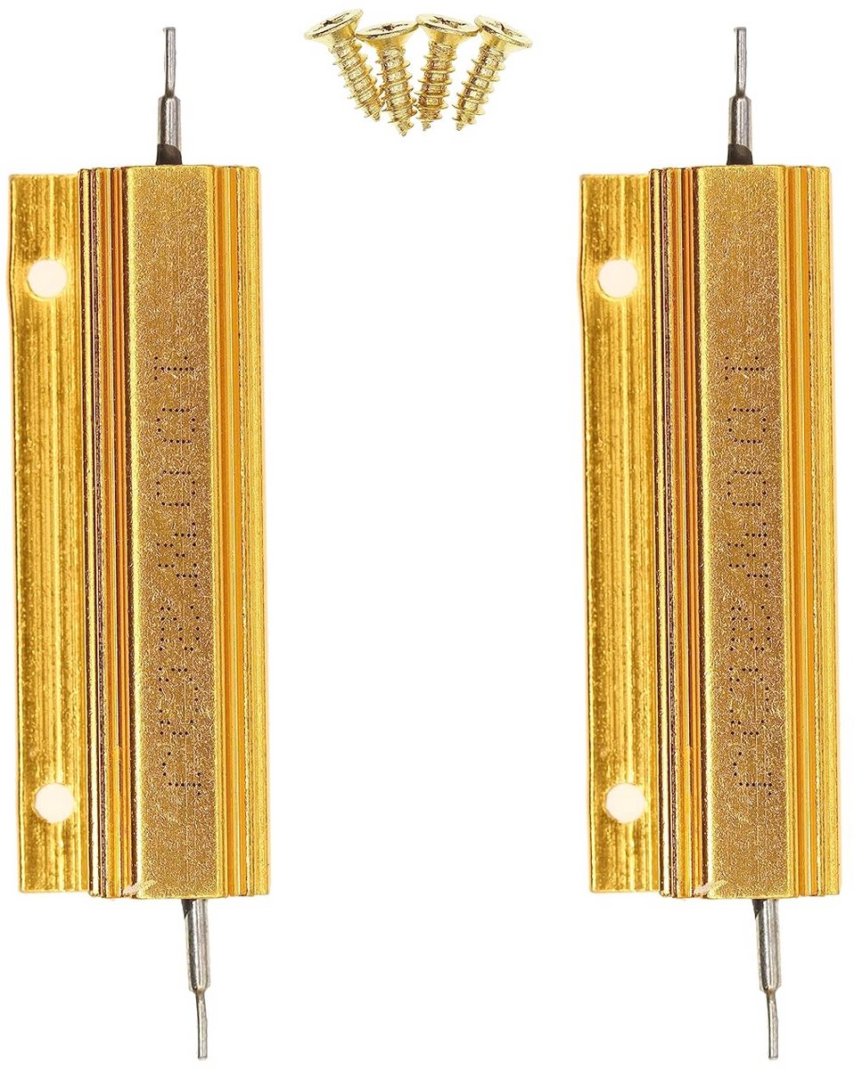 2 Stuks 100W 0.2 Ohm Draadgewonden Weerstand Aluminium Behuizing met Schroeven