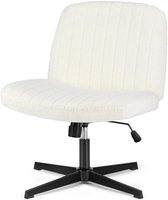 COSTWAY Tailoring Chair, bureaustoel zonder armleuningen, in hoogte verstelbare bureaustoel met dikke vulling van kunstleer, brede make-upstoel