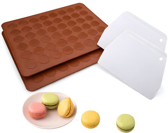 VIFERR 2 Stks Macaron Bakken Mat, 30 Gaten Siliconen Bakken Pad Niet Stick Oven Bakken Sheet Mallen Keuken Bakken Tool Accessoire Voor Macaron Cupcake Dessert
