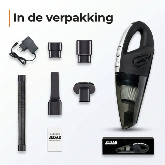 Kruimelzuiger- Kruimeldief snoerloos - Handstofzuiger met 4 opzetstukken - Zedar S300
