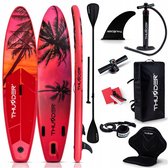 THUNDER® Planche de SUP | ISLE | 320x75x15cm | Planche de paddle gonflable | Max. 150 kg | Ensemble complet | Rouge-Rose |