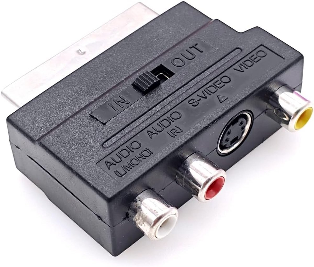 Scart naar RCA en S-Video Adapter met Schakelaar voor Diverse Apparaten
