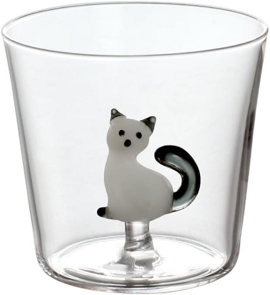Set van 2 Handgemaakte Tumblers van Borosilicaatglas met Kattenontwerp
