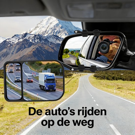 Universele Caravanspiegels - Set van 2 stuks - Verstelbare Opzetspiegels voor Auto - Extra Breed Zicht - Geschikt voor de meeste personenwagens en SUV's - Zwart van Merkloos — afbeelding 5