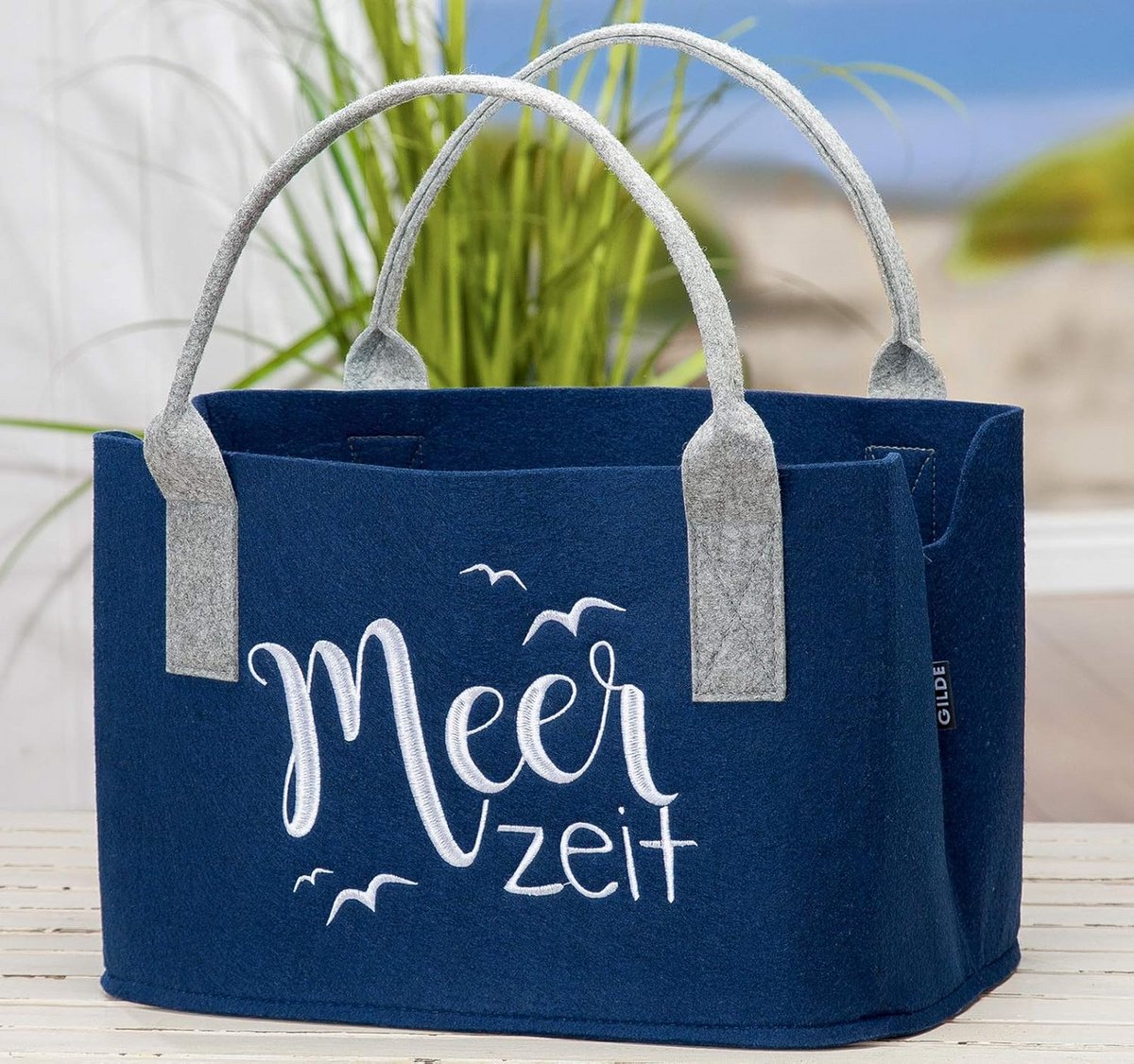 Stevige Vilten Boodschappentas Donkerblauw met Unieke Spreuk