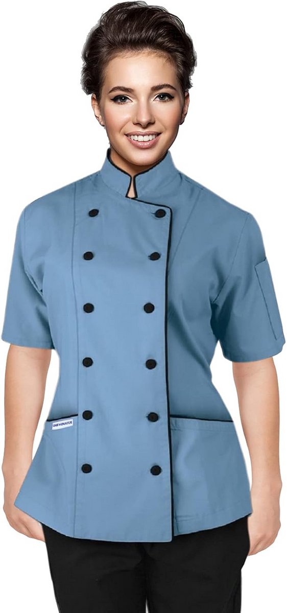 Professionele Chef Jas Dames Korte Mouw Wendbaar Keuken Kleding