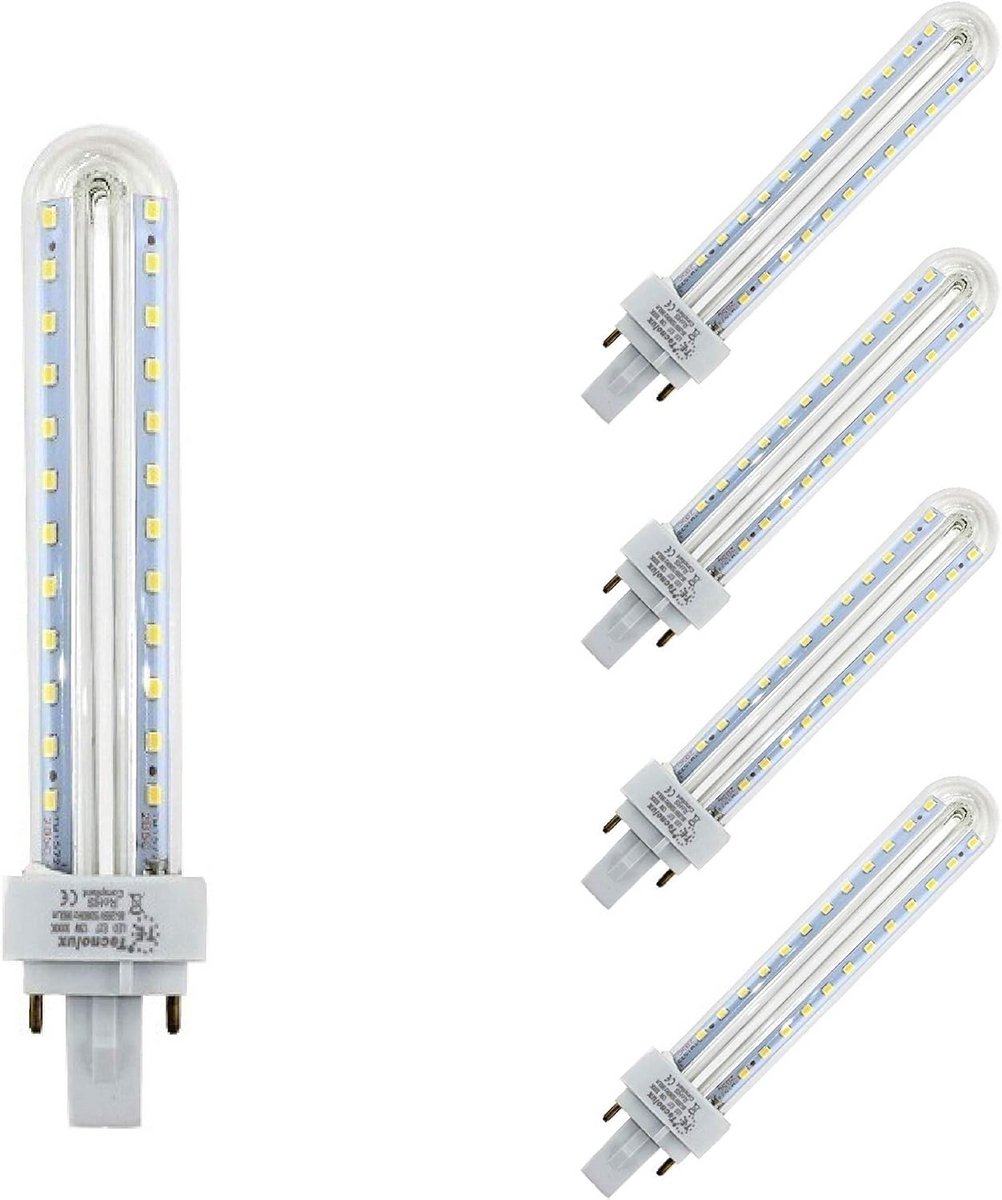 5x LED Plafondlamp 2U Vorm G24 Fitting 12W 4200K Koel Wit Licht