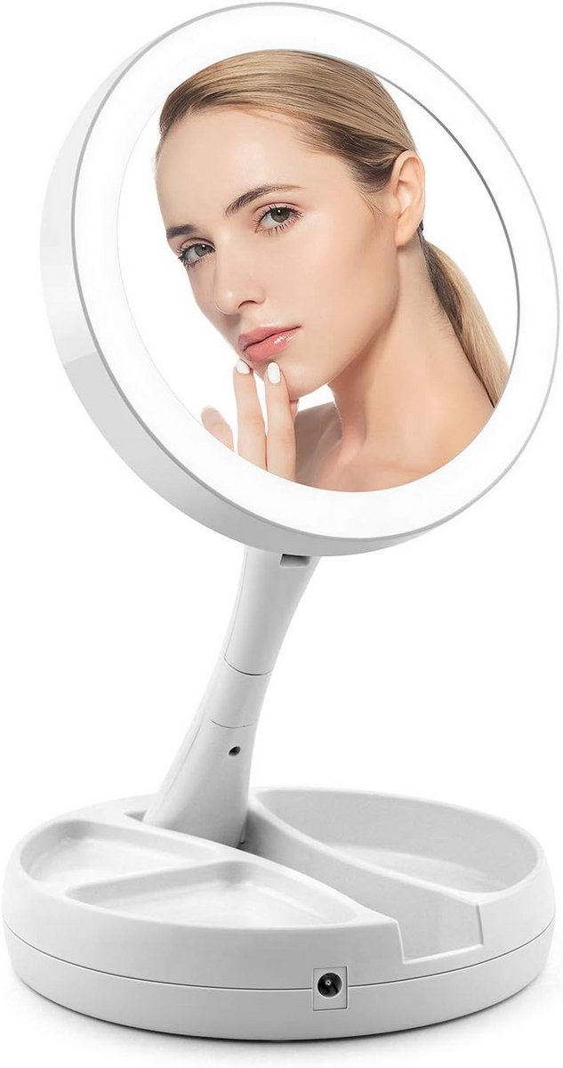Vergroot Schminkspiegel met LED Verlichting - 1X en 10X Vergroting, Tafelmodel