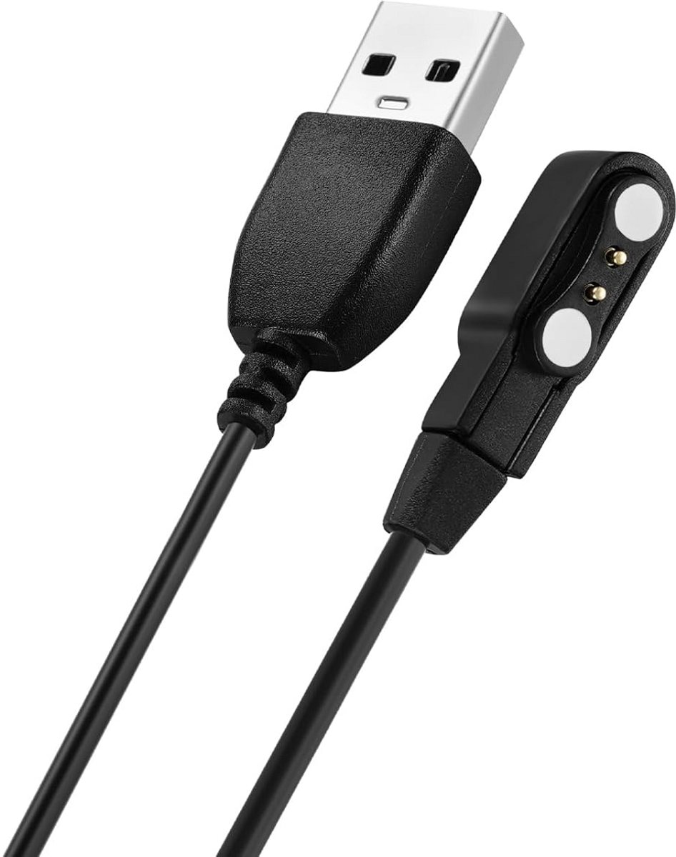 Magnetische Oplaadkabel voor Smartwatch Universele USB 2-polige Accessoire Zwart
