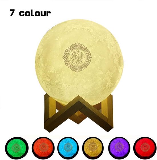 Draagbare Koran Maanlamp met Bluetooth Speaker en Afstandsbediening - 7 Kleuren LED Nachtlamp — afbeelding 3