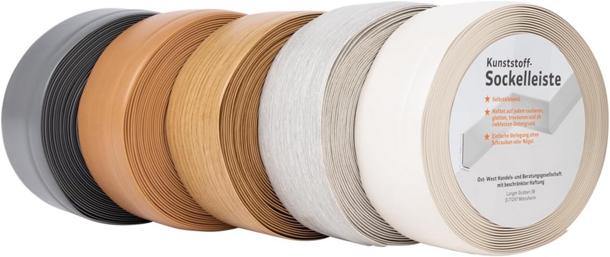 Flexibele Zelfklevende PVC Plint 50x15mm - 10 Meter - Wit - Voor Keuken en Badkamer