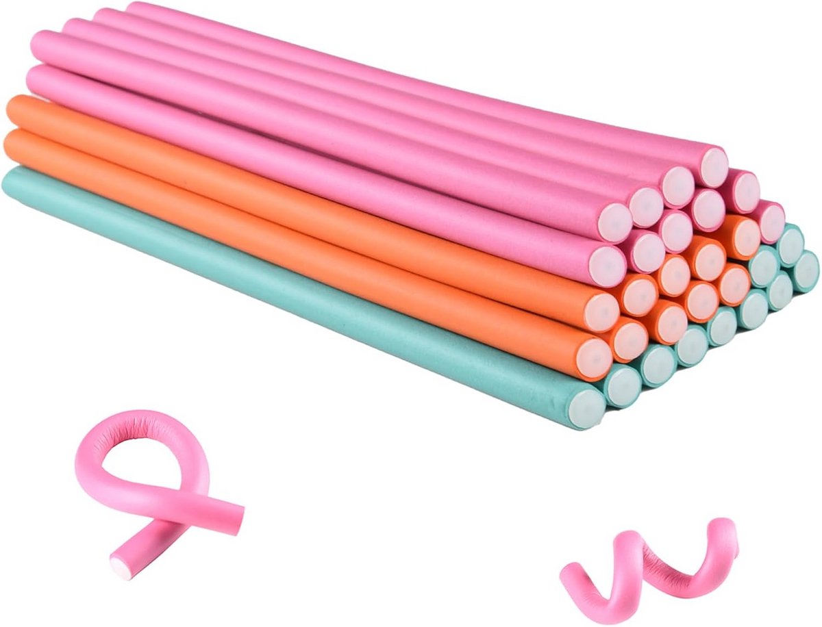 30 Stuks Flexibele Haarkrullers Zonder Hitte - Zachte Schuimrollers voor Alle Haartypes