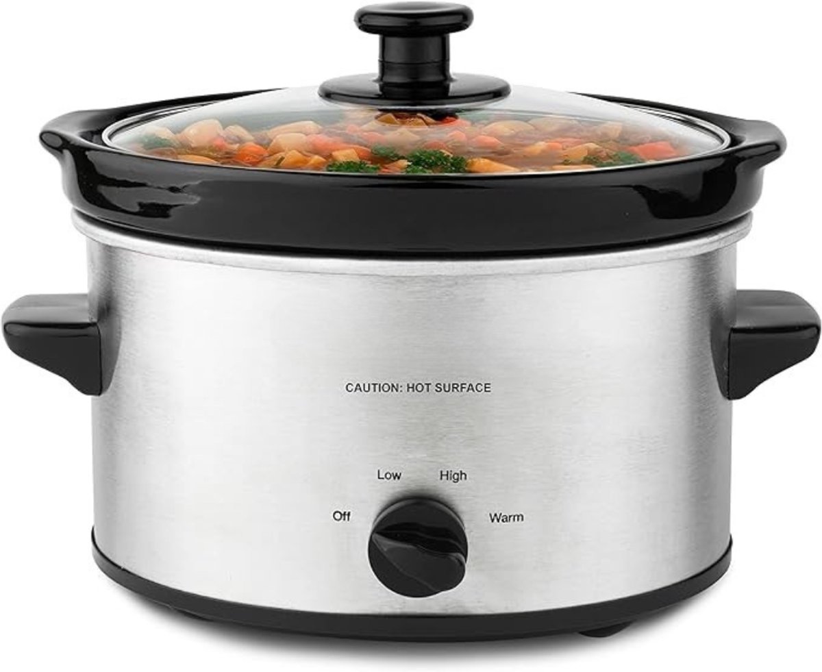 Nexvo® Slowcooker met timer - Slowcooker - Crockpot - Zilver - 25cm x 25cm x 20cm