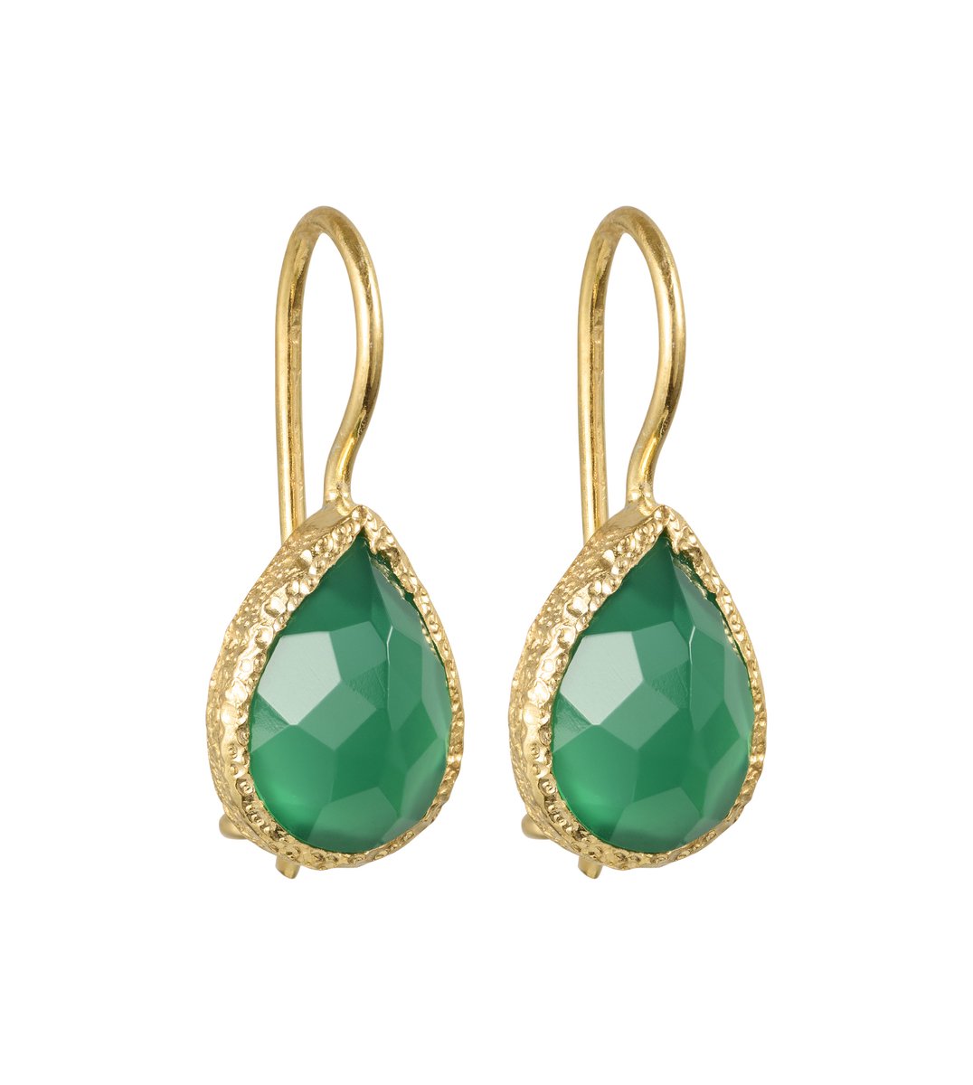 I'M ME JEWELLERY - druppel oorbellen - groene onyx - 24 karaats vermeil goud
