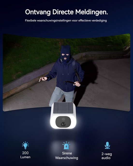 ieGeek S1 Pro Solar Camera - Draadloze Beveiligingscamera voor Buiten - Buiten Camera met Zonnepaneel - Bewakingscamera voor Buiten - 2Stuks - Beveiligingscamera Buiten - 5MP Ultra HD - Met Wifi en App - Wit van Merkloos — afbeelding 3