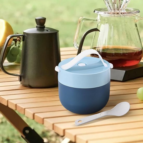 Soeppot Thermisch - Voedselcontainer Draagbaar - Warm Eten Vervoeren - Lekvrij en Morsbestendig - 600ml Capaciteit - Blauw — afbeelding 2