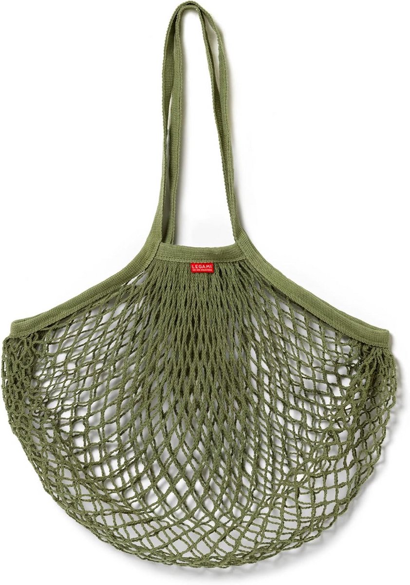Robuust Katoenen Net Tas met Handvatten 41x65 cm Groen Herbruikbaar