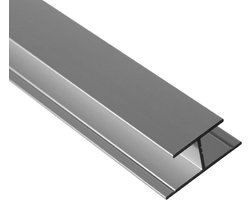 S-Polytec Aluminium H-profile, aluminium connection profile, aluminium profile H for HPL sheets 6 mm and 8 mm, anodised, various lengths and sizes (1, H-profile 8 mm (1 m)), silver