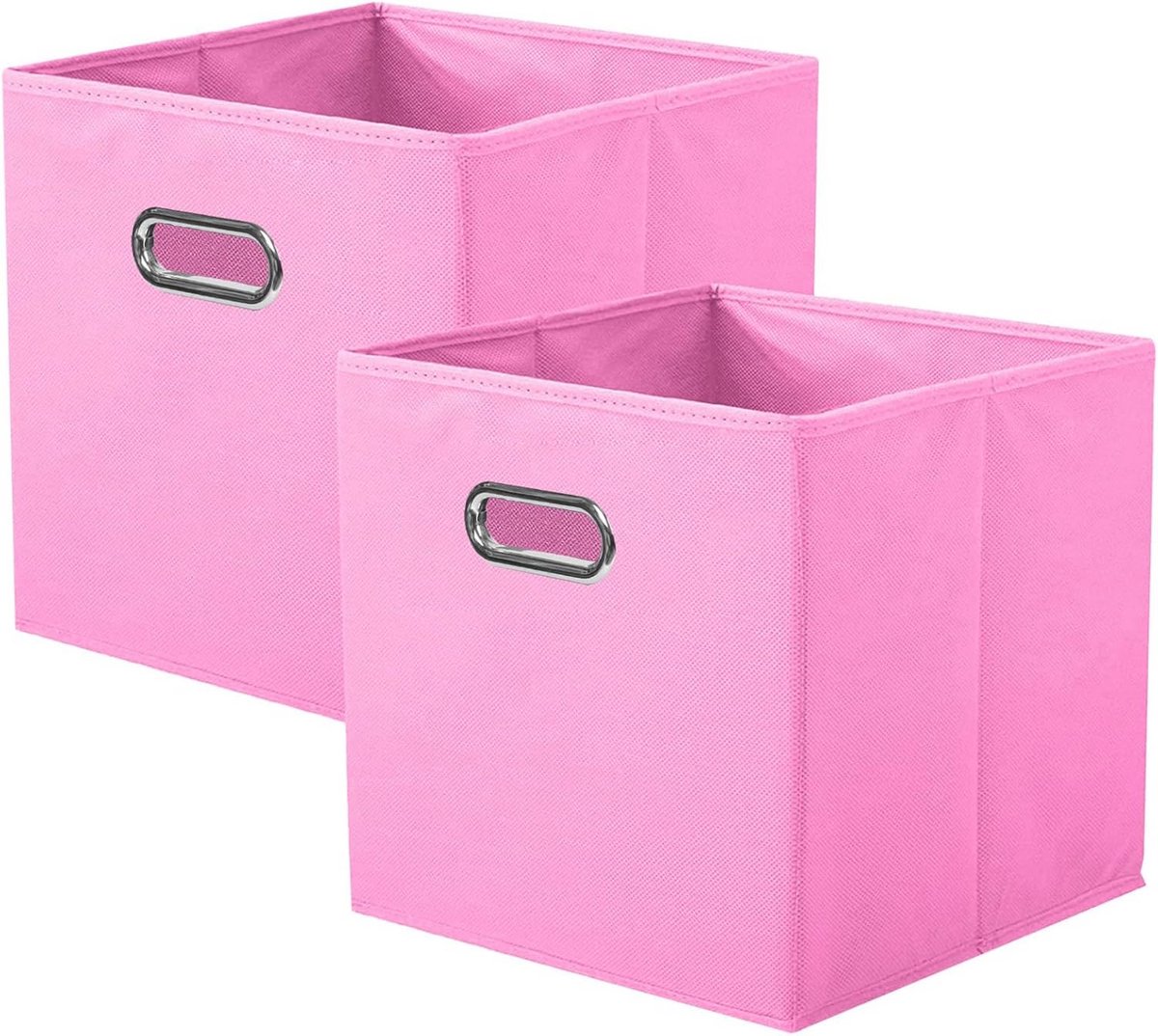Set van 2 Opvouwbare Stoffen Opbergdozen met Handvat voor Kast en Speelgoed, Roze