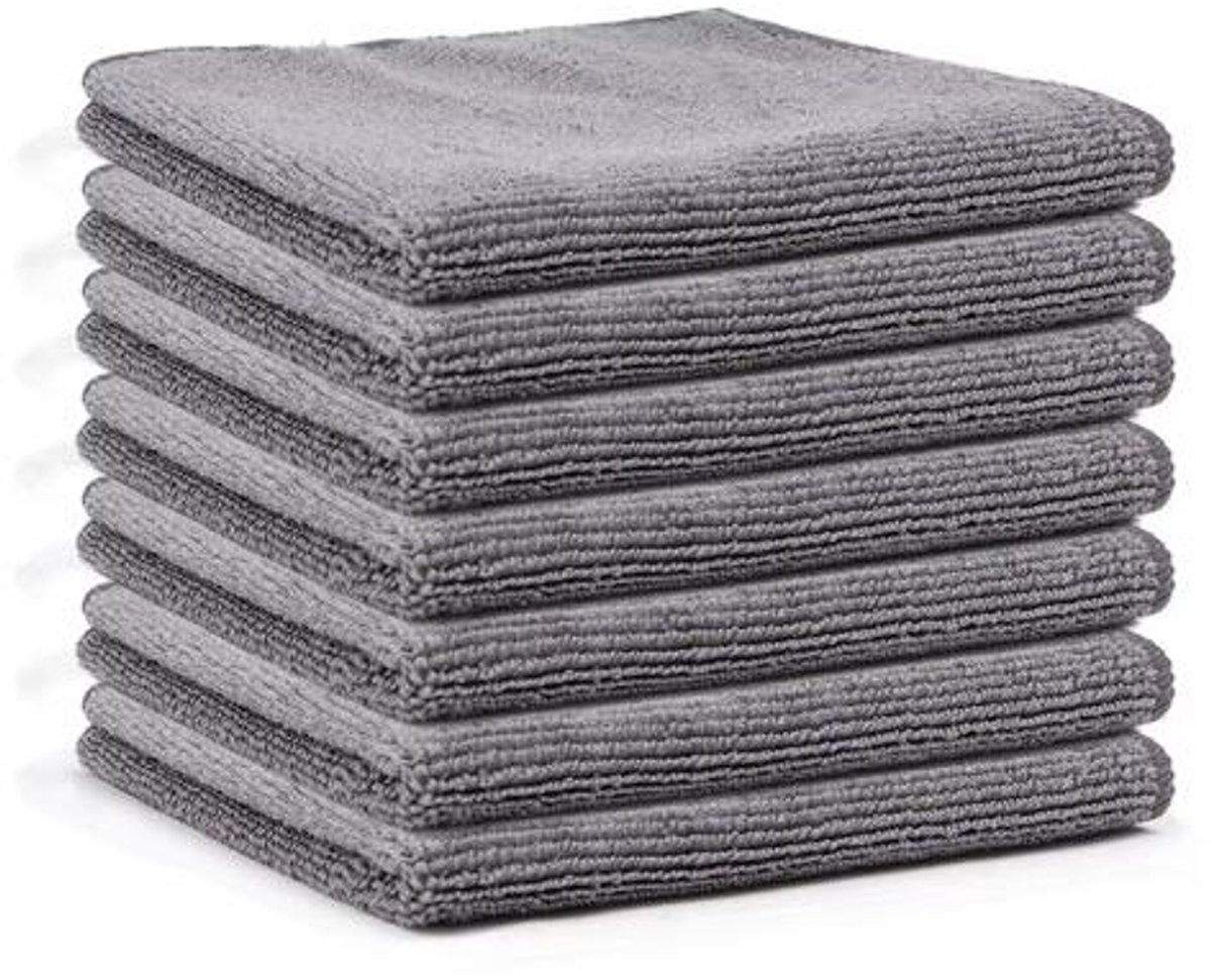 Microvezel Schoonmaakdoek Grijs – Set van 3 – 30x30 cm – Streeploos & Pluisvrij – Schoonmaakdoeken voor Keuken, Auto-interieur, Ramen en Spiegels