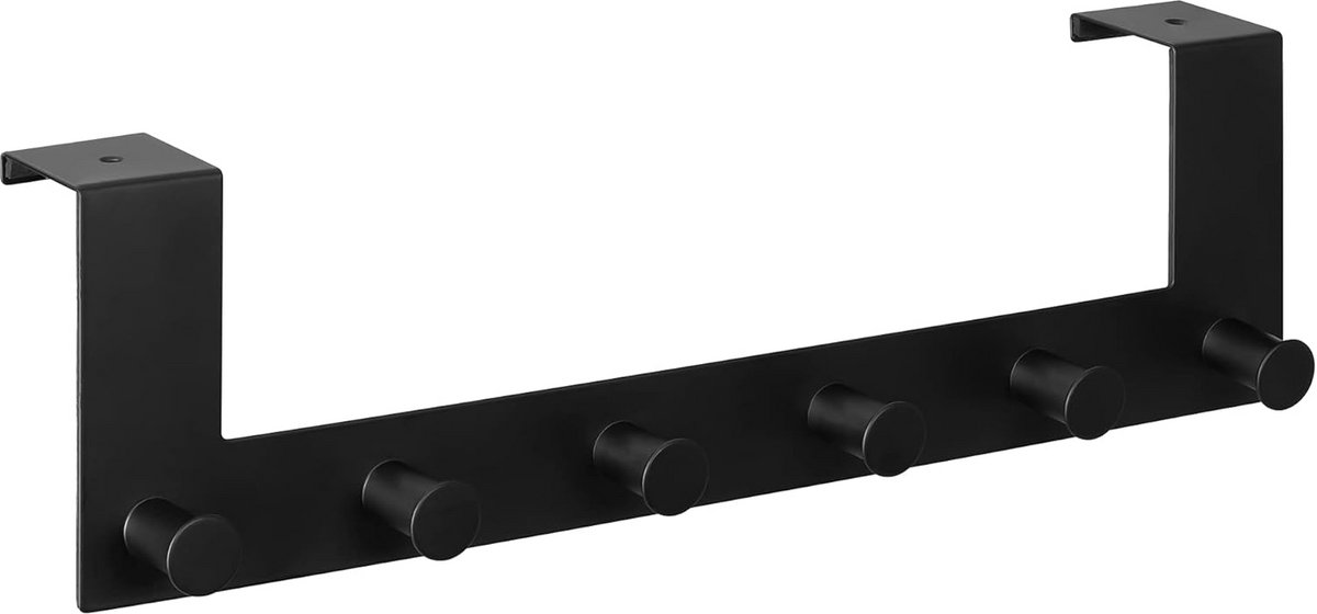 Deur Hanger met 6 Haken voor Jassen en Handdoeken - Zwart Metaal