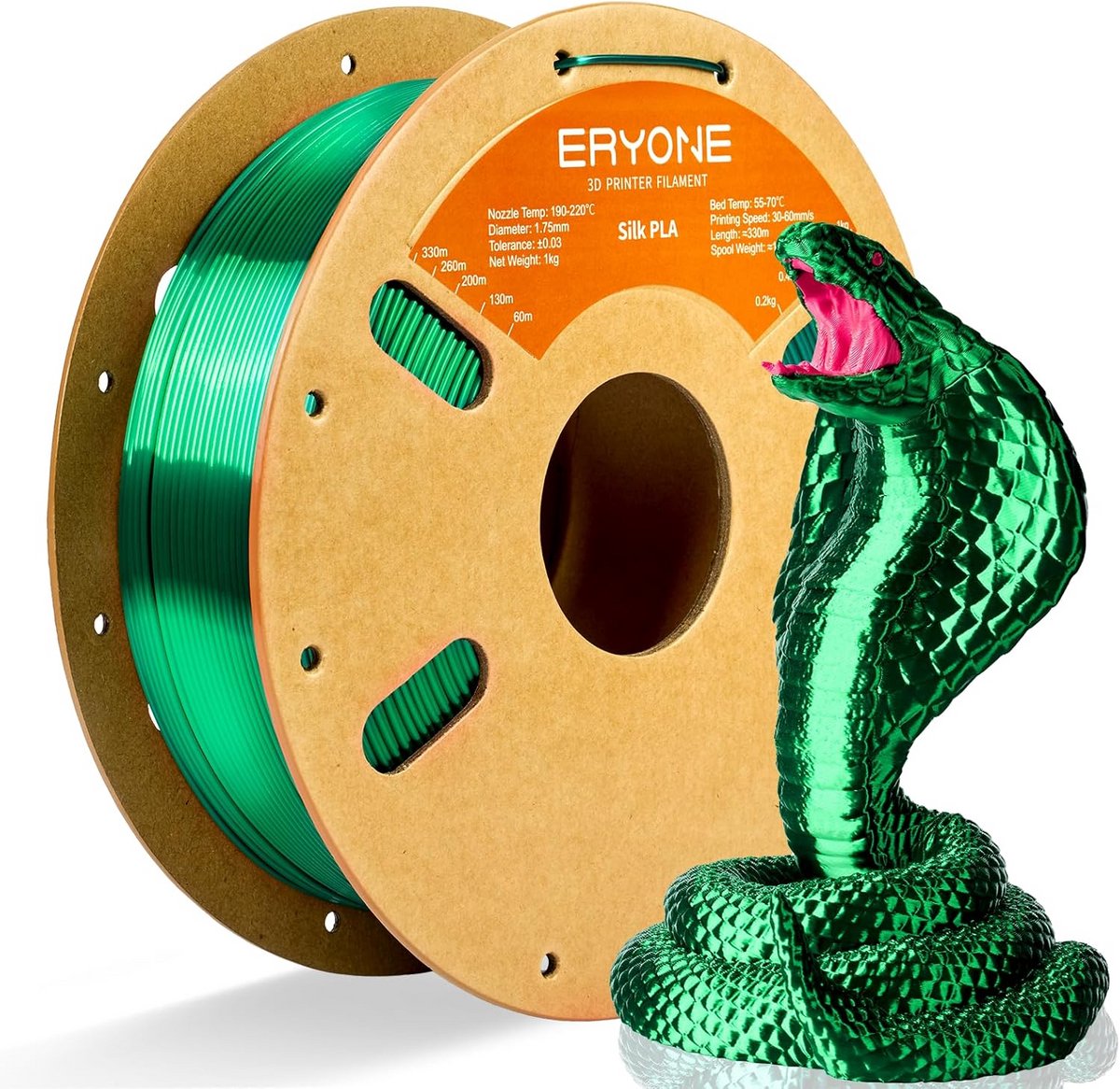Zijdeglans PLA Filament 1.75mm voor 3D-printer, Groen, 1kg Spoel