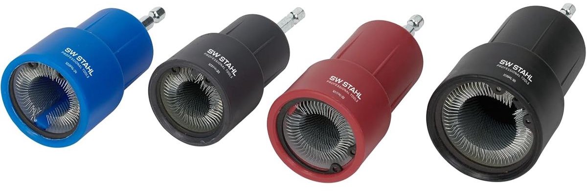 SW-Stahl 10354L Boutreinigerset, 1/4", vrachtwagen, 4-delig | 4-delige roestvrijstalen boutreinigerset | Boutborstels voor vrachtwagens 12 mm | Schroefreinigingsset met nylon borstelharen | Gereedschap voor het reinigen van bouten 1/4" aand