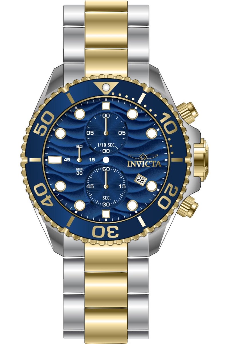 Invicta Pro Diver 50224 Heren Horloge - Waterdicht - Analoog - Quartz Uurwerk - Roestvrij Staal met Blauwe Wijzerplaat - 53mm