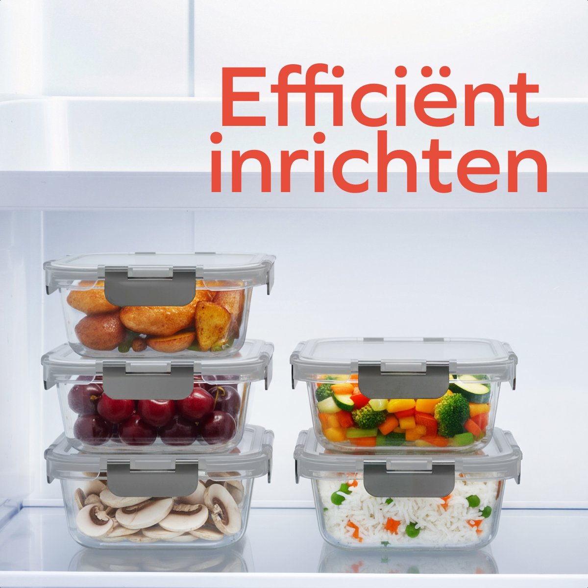 HIKITCHEN® Set Van 4 Lekvrije Glazen Voorraaddozen Met Bamboe Deksel - Hoogwaardige Meal Prep Dozen & Vershouddozen