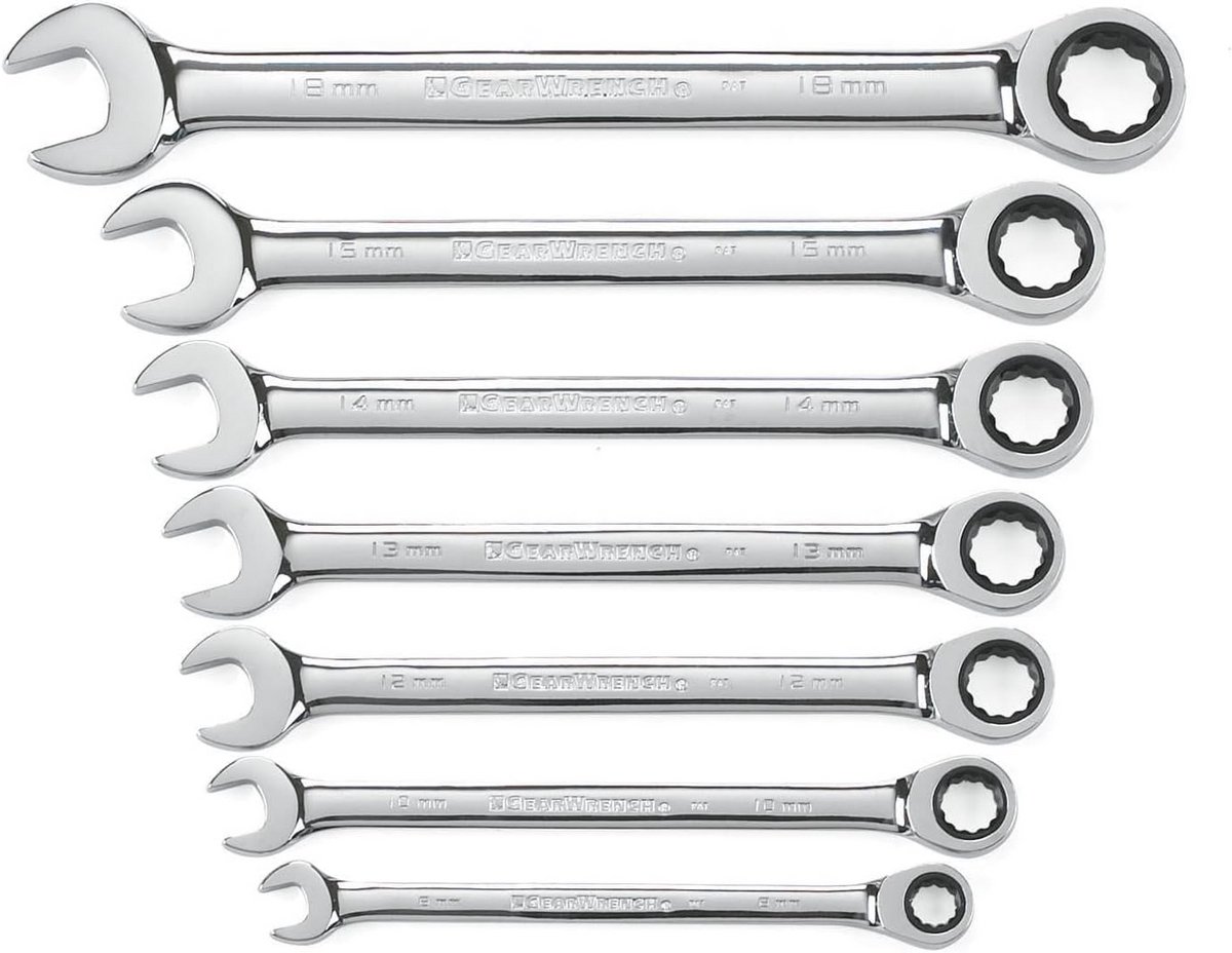Ratelende Tandwielsleutel Set Metrisch 8 mm tot 18 mm voor Mechanische Klussen
