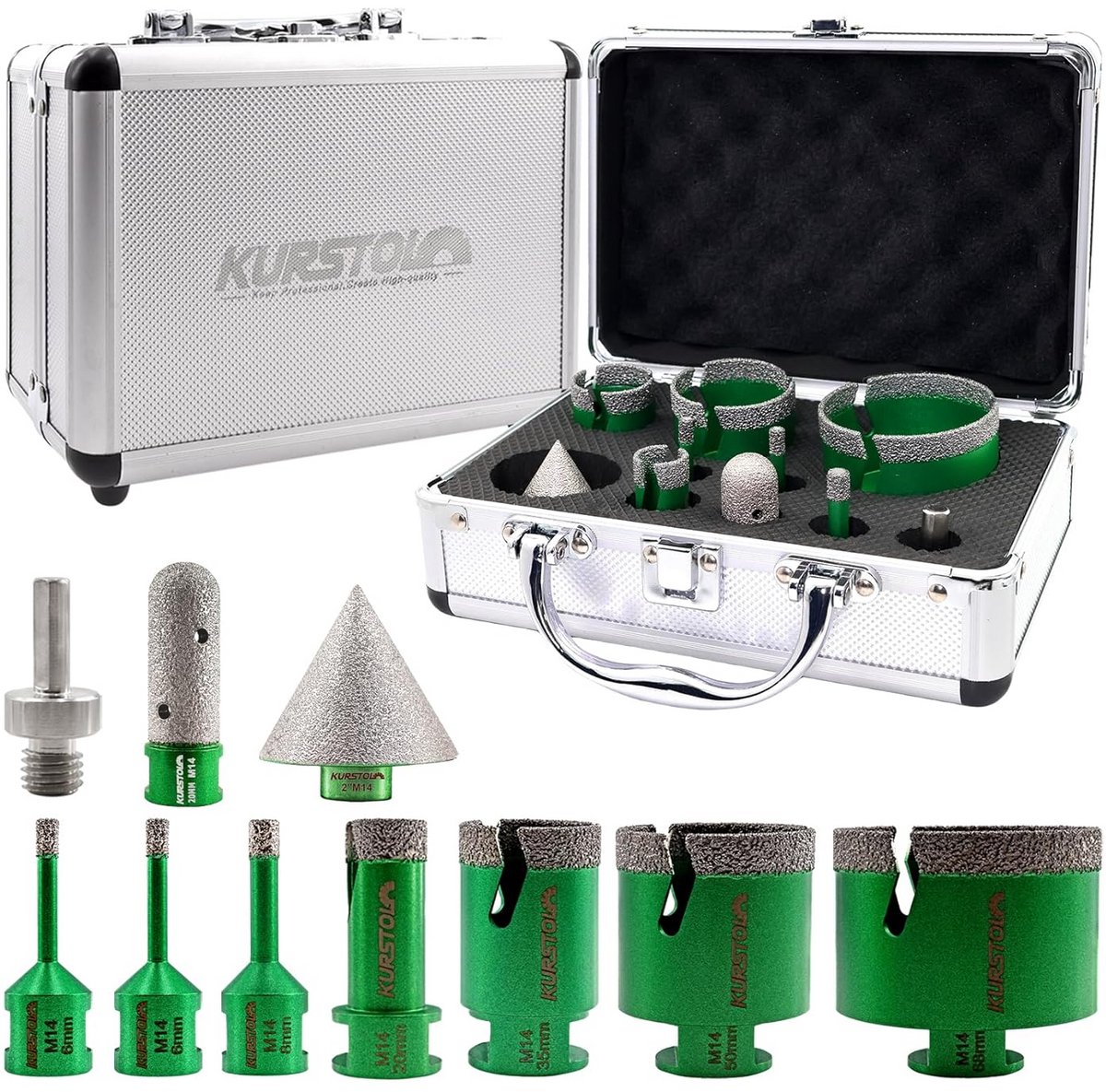 Diamant Tegelboor Set - 7 maten Kernboren en Afschuining Bits voor Keramiek en Graniet