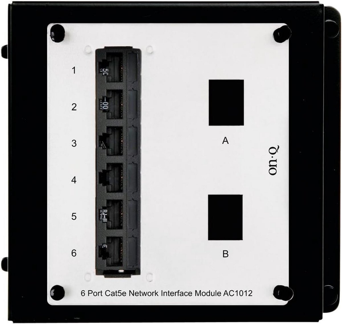 Netwerkinterfacepaneel met 6 CAT5e poorten en lege keystone-sleuven