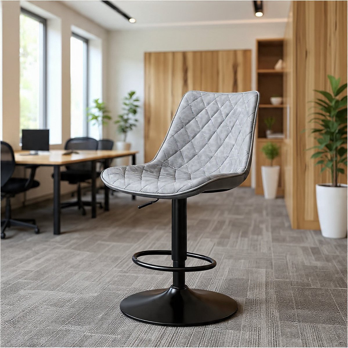 Set of 2 Bar Stools, Height Adjustable with Microfiber Leather, Bar Chair with Backrest, Swivel Bistro Chair, Design, Bar Chairs for Kitchen, Bar, Tea Gift Table - Grey-Casa Serena – Afmetingen op ...