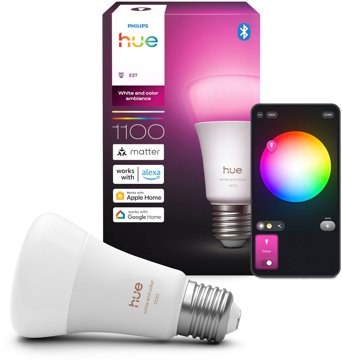Philips Hue Starterspakket - E27 - met 2 Standaard Lampen - Wit en Gekleurd Licht - Incl. 1 Hue Bridge - Hue White and Color Ambiance thumbnail 6