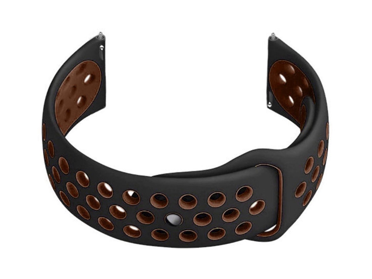 Pacific - Horlogebandje - 20mm - Zwart - Bruin