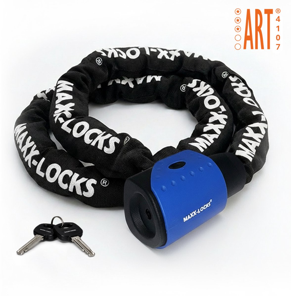 Maxx-Locks Patea ART 3 Scooterslot / Brommerslot - Kettingslot met Vaste Kop Sluiting - Gekeurd Slot voor Scooter en Brommer en Fatbikes - Ketting met Gehard Stalen Schakels van 10mm - 120 cm