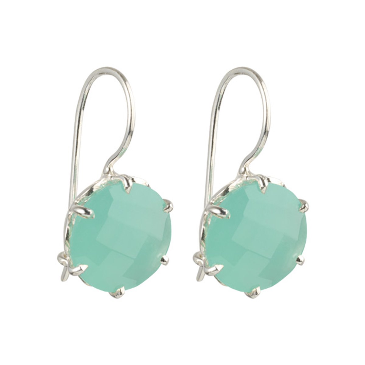 I'M ME JEWELLERY - flowercup oorbellen - aqua chalcedoon - 925 sterling zilver