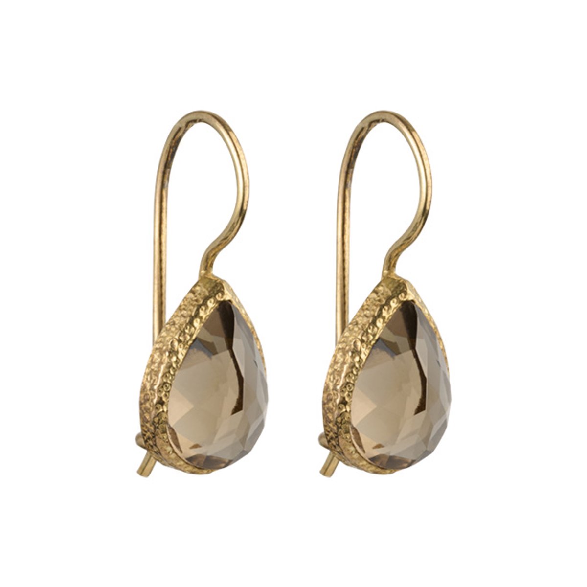 I'M ME JEWELLERY - druppel oorbellen - rookkwarts - 24 karaats vermeil goud