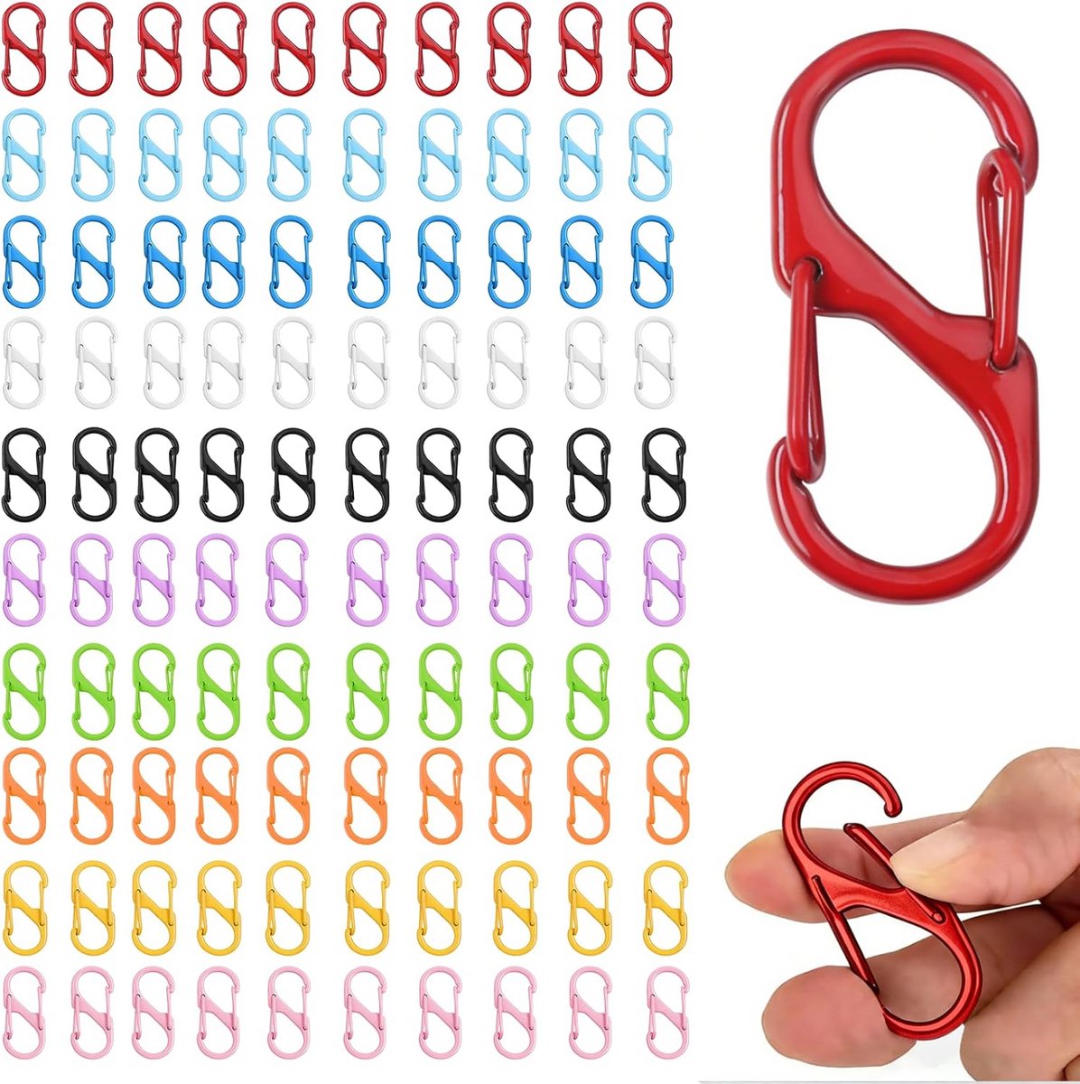 100 Stuks Mini S-vorm Karabijnhaken 30mm Dubbele Clips voor Sleutelhangers en Handwerk