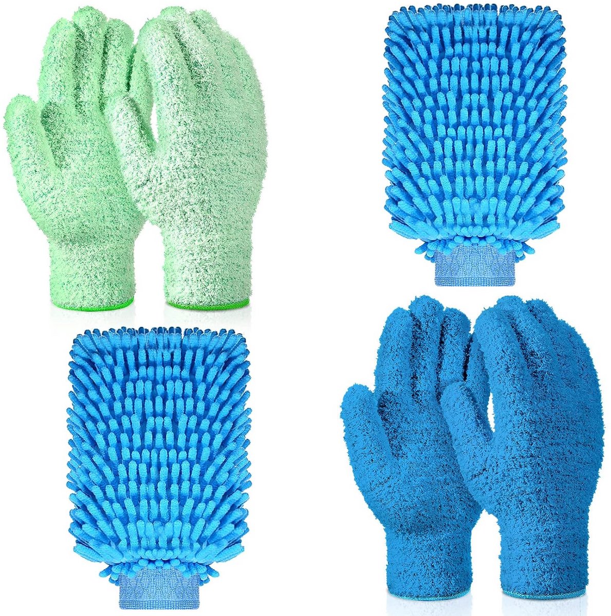 2 Paar Wasbare Microvezel Stofhandschoenen voor Grondige Reiniging