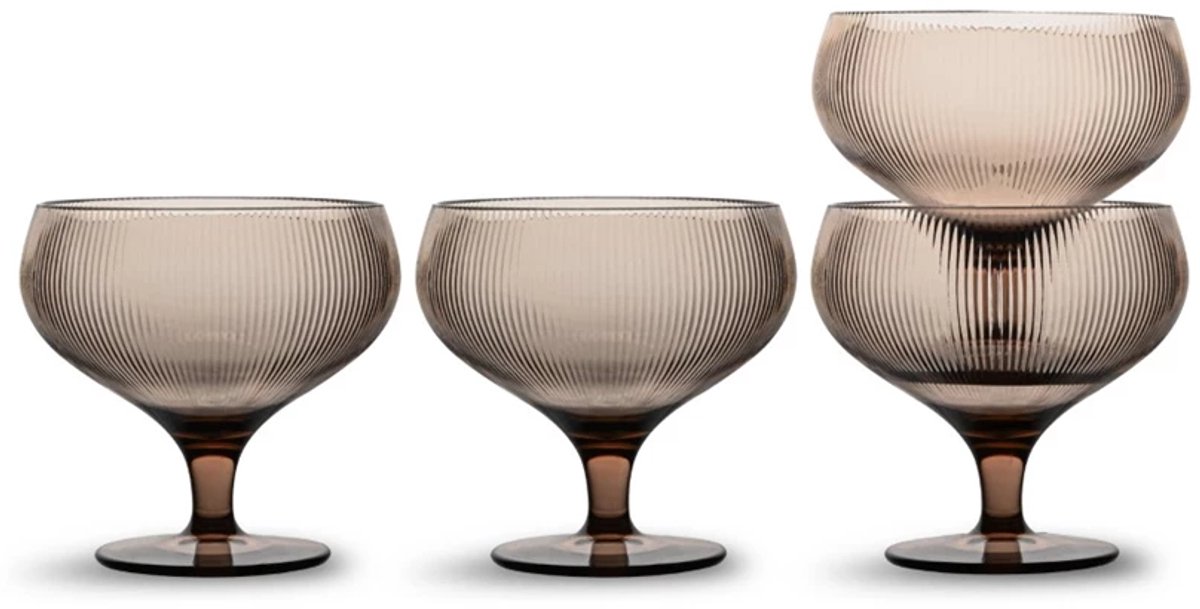 Sagaform Billi rPet champagne coupe / dessert coupe op voet set van 4 30cl bruin